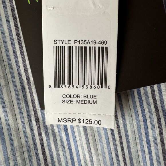 Thomas Dean Performance Button Down Shirt Blue Paisley Medium NWT - Picture 11 of 16